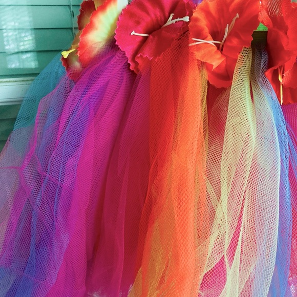 NRFP 🌈 Rainbow Tulle TuTu Hibiscus Flowers 🌸🌈🌸 - Picture 4 of 6